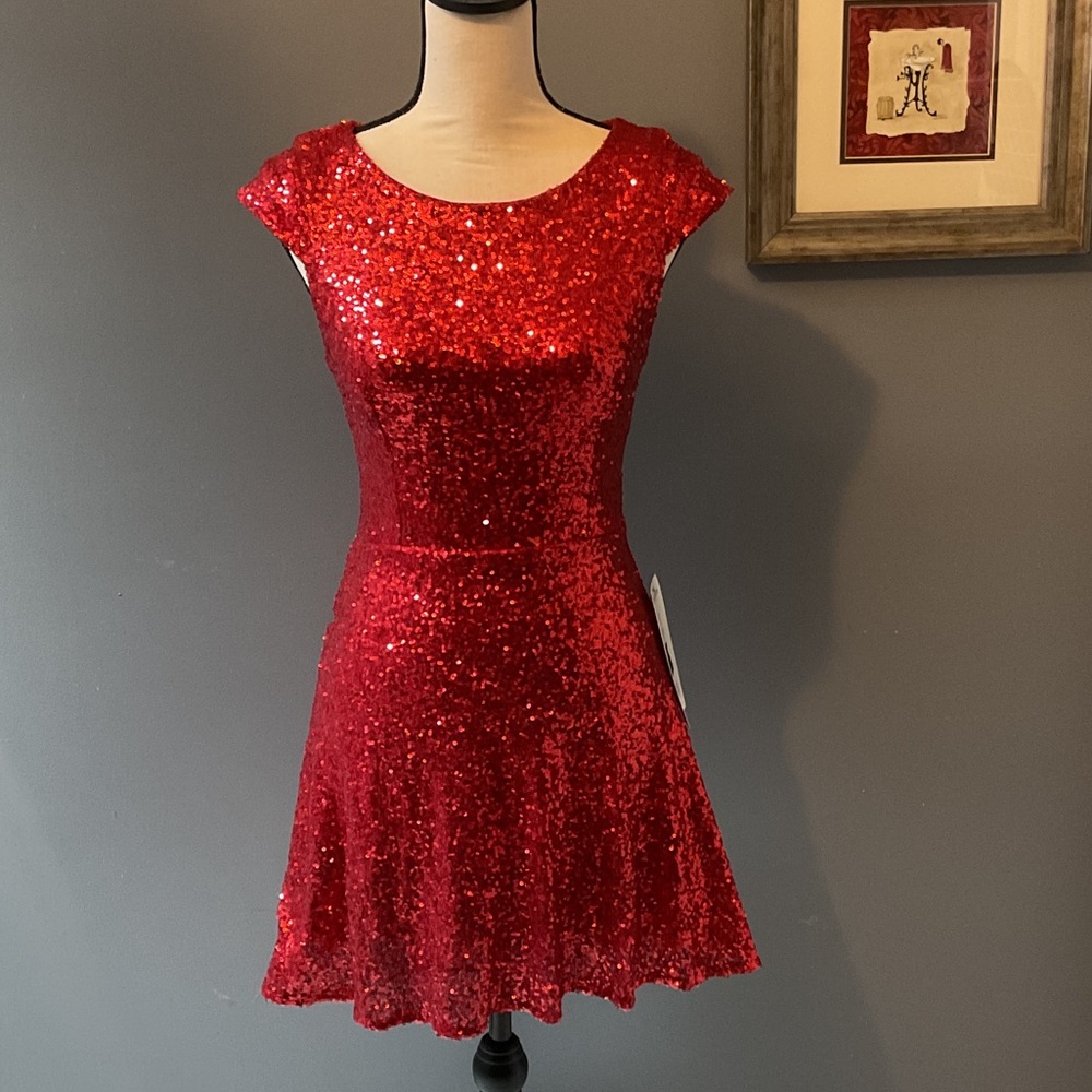 Glamorous Red Sequin Mini Dress